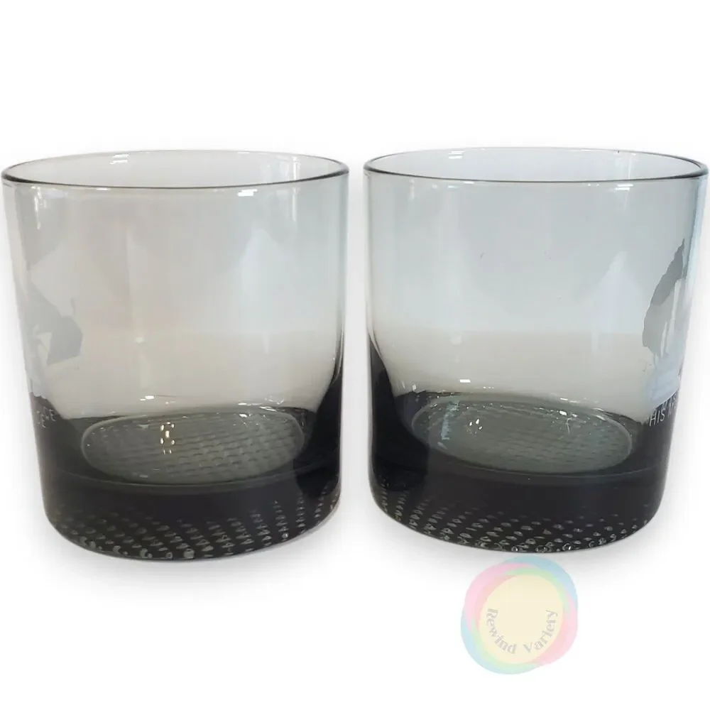 Vintage RCA Victor Smokey Gray Tumbler Glasses Pair